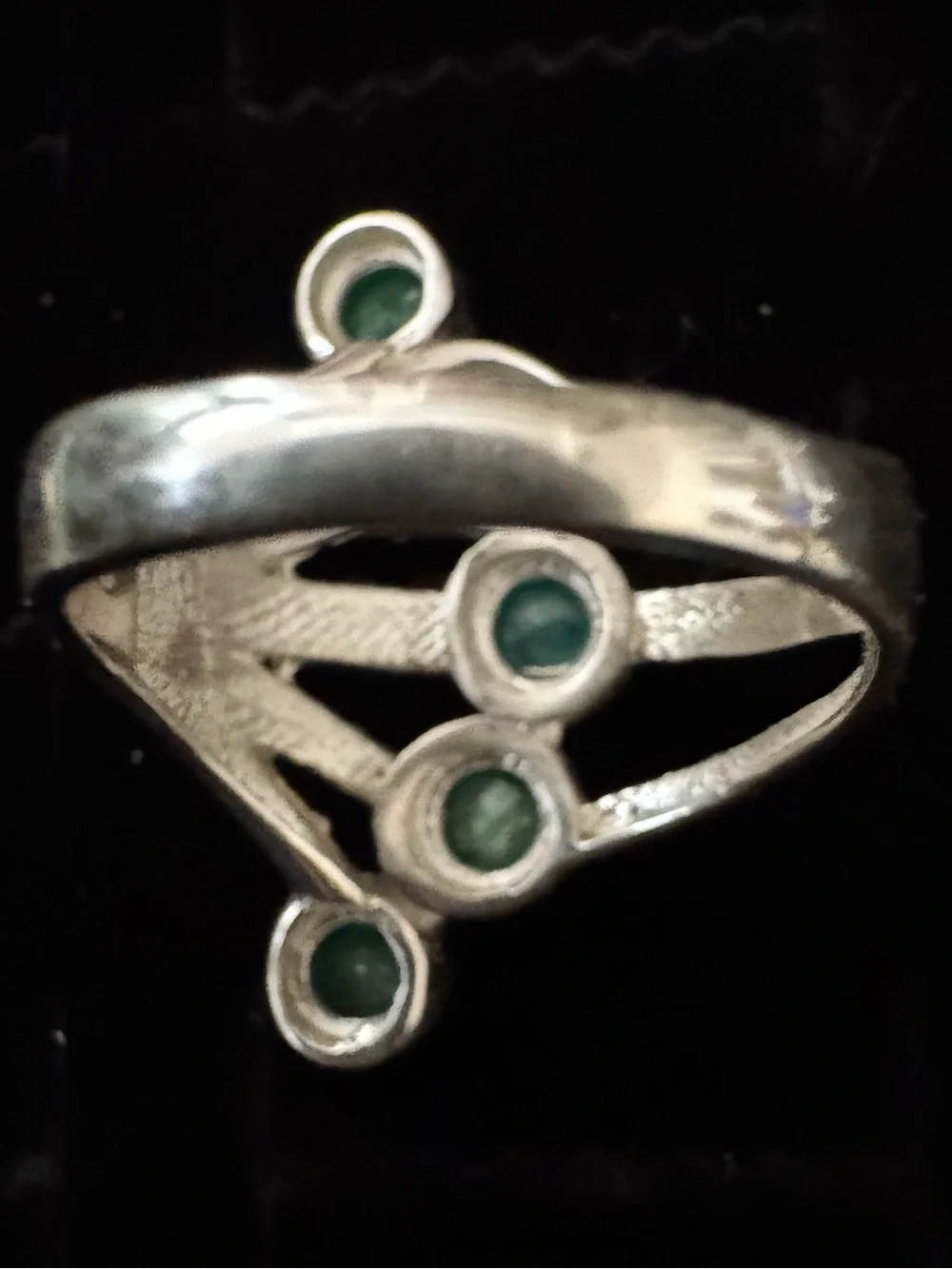 Genuine Emerald Green Multi-Stone Sterling‎ Silver Ring